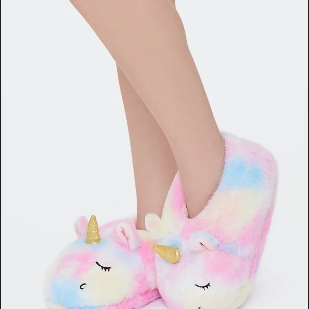 Unicorn Tie Dye Plush Slippers